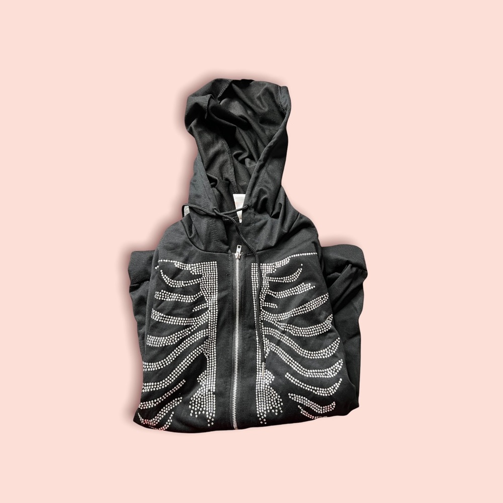 Black rhinestone hoodie